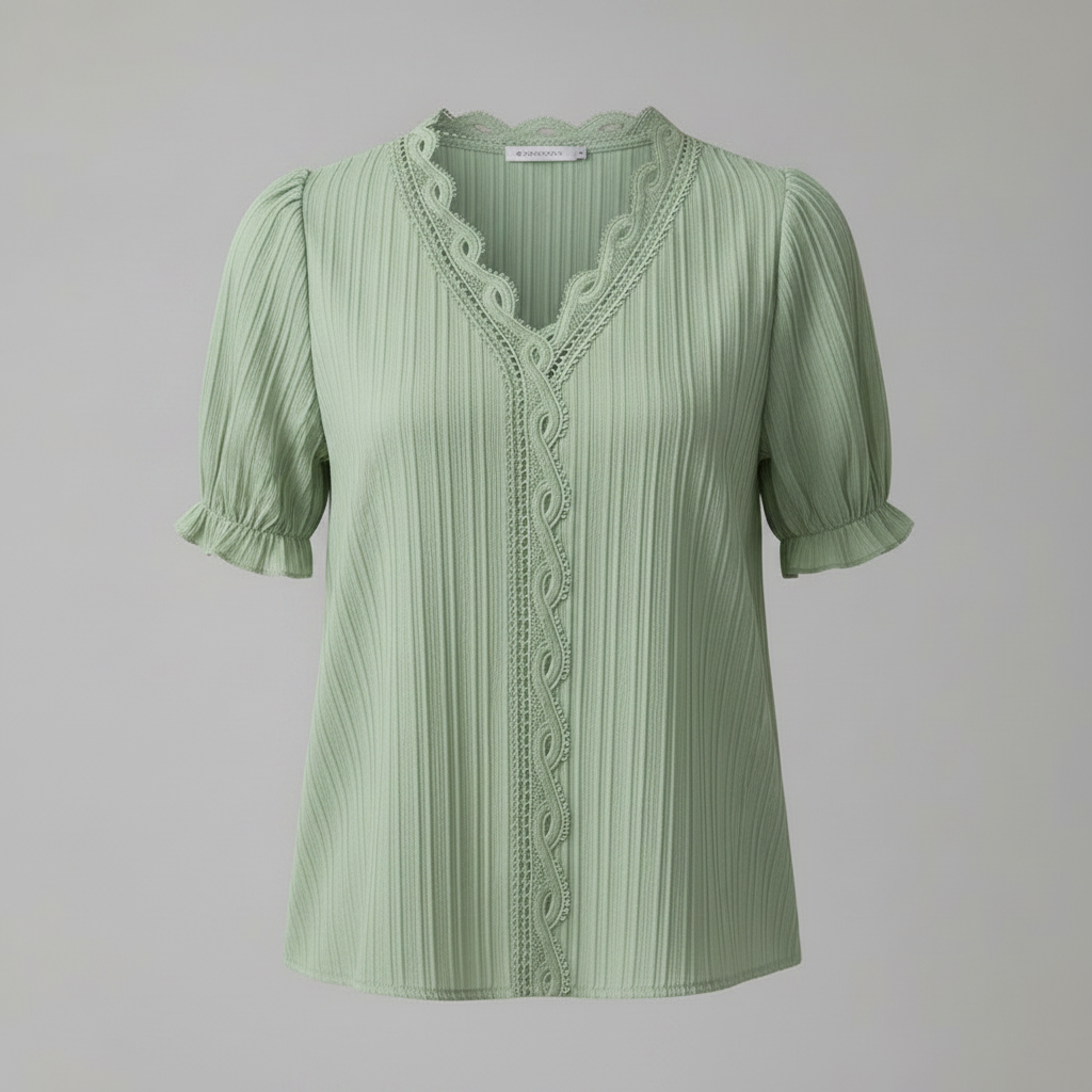 Astrid | Elegant Sommerbluse med Puffede Ærmer til Kvinder