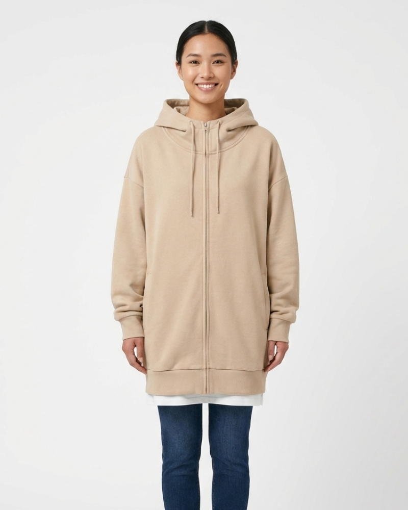 Remily | Women's Fleece Oversized Zip-Up Hoodie with Pockets for Brunch