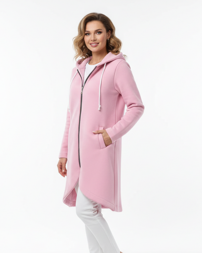 Nuvina | Women's Fleece Longline Hoodie with Zip-Up for Pumpkin Patch
