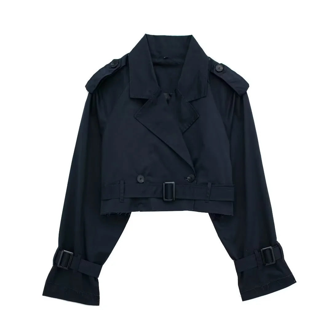Leonie | Women's Modern Cropped Trench Coat with Belt for Conference