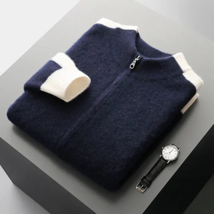 Portofino | Men's Cashmere Zip Cardigan with Contrast Trim for Gala