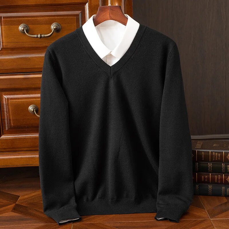 Sebastian | Men's Cashmere V-Neck Sweater Premium Soft