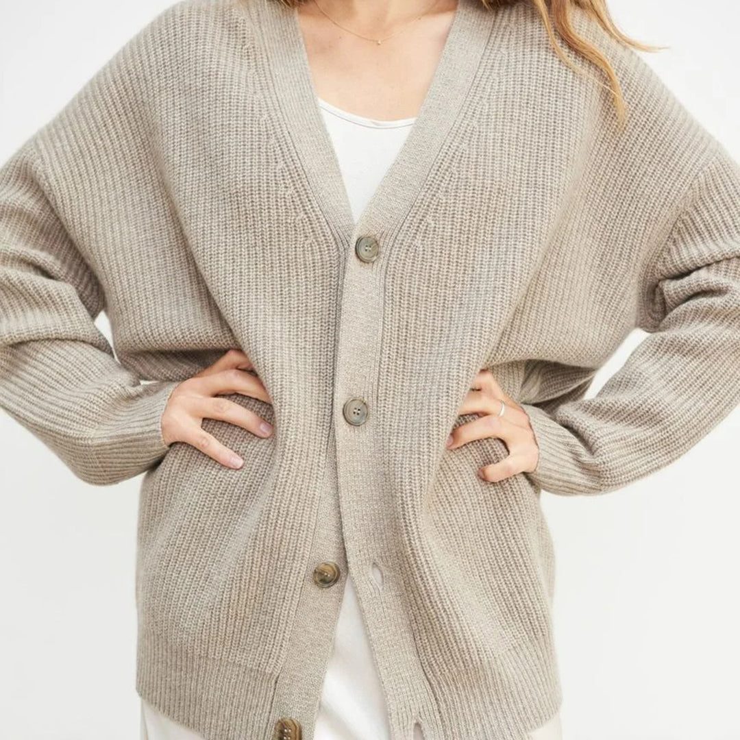 Genevieve | Women's Ribbed Knit Oversized Cardigan for Work from Home