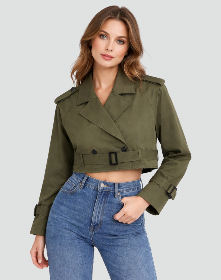 Margot | Women's Tailored Cropped Trench Coat with Belt for Homecoming