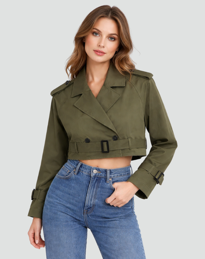 Margot | Women's Tailored Cropped Trench Coat with Belt for Homecoming
