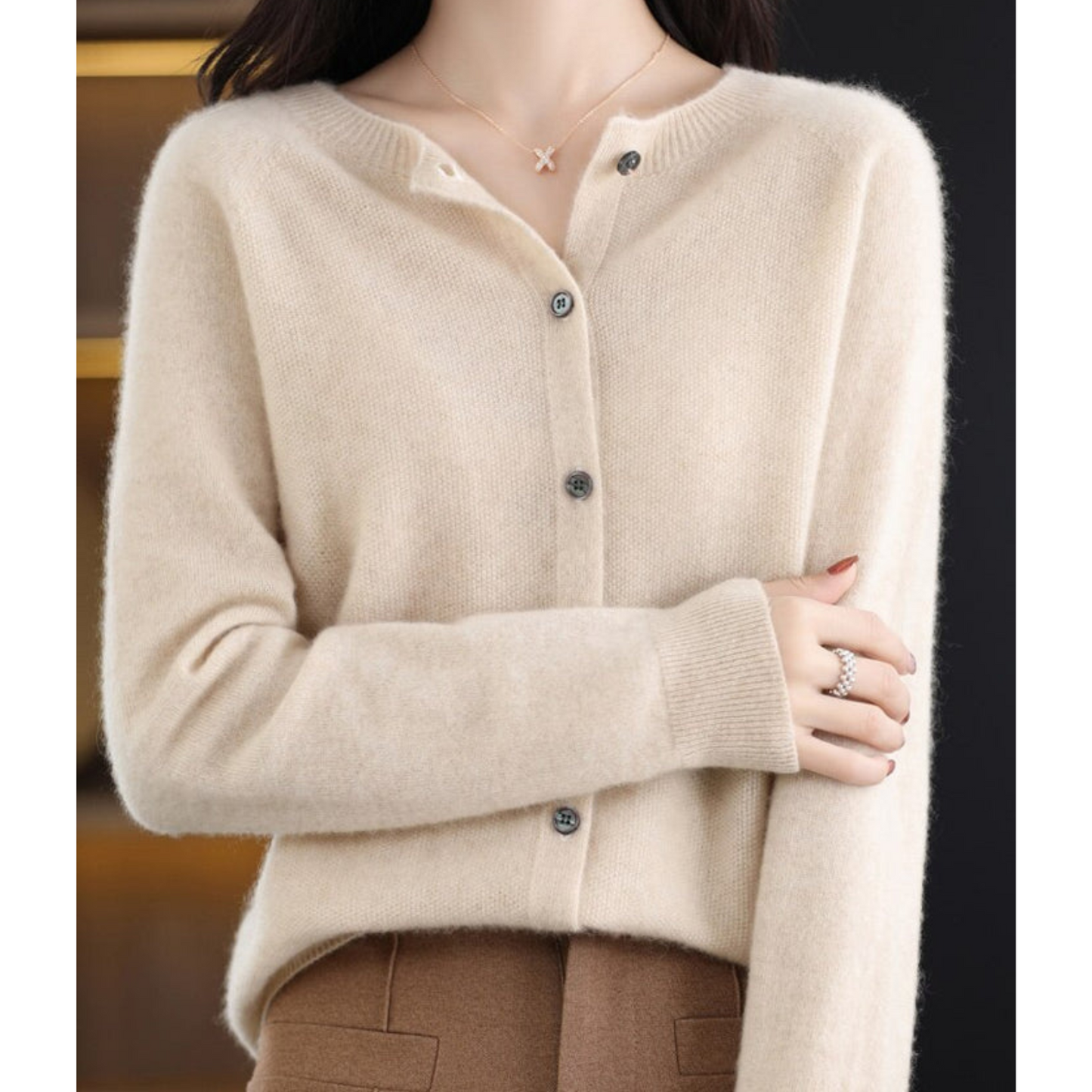 Cecile | Women's Cashmere Longline Cardigan with Buttons for Tea Party