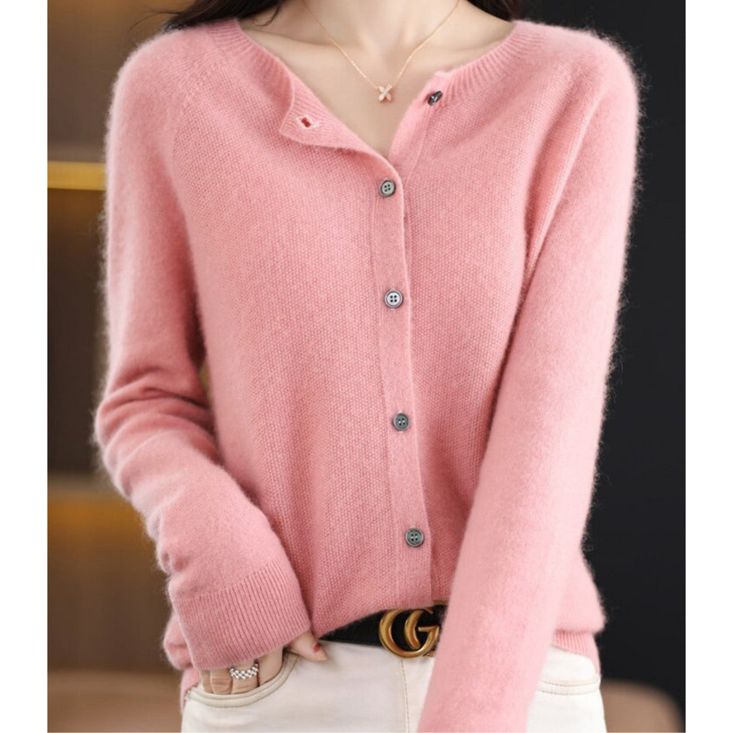 Cecile | Women's Cashmere Longline Cardigan with Buttons for Tea Party