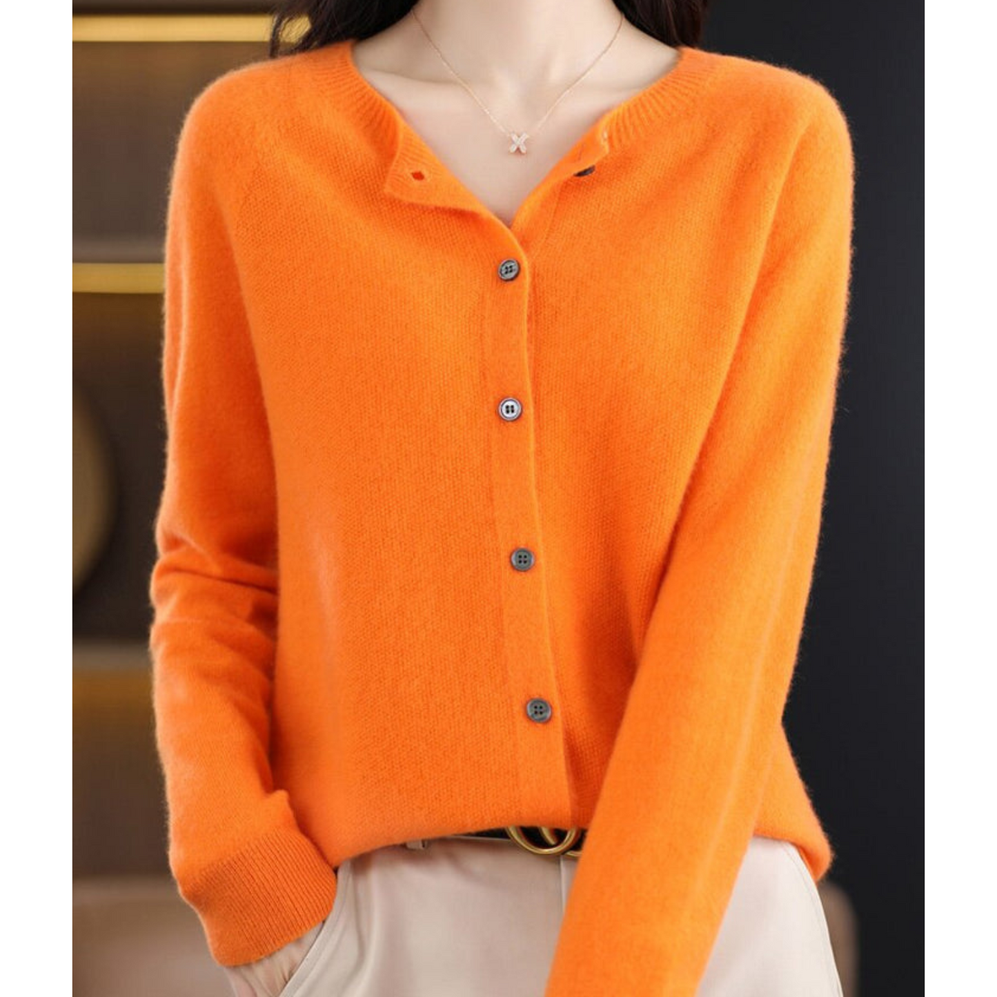 Cecile | Women's Cashmere Longline Cardigan with Buttons for Tea Party