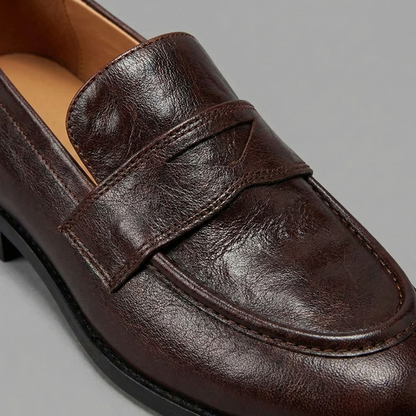 Veronica | Women's Leather Penny Loafers Classic Retro for Tea Party