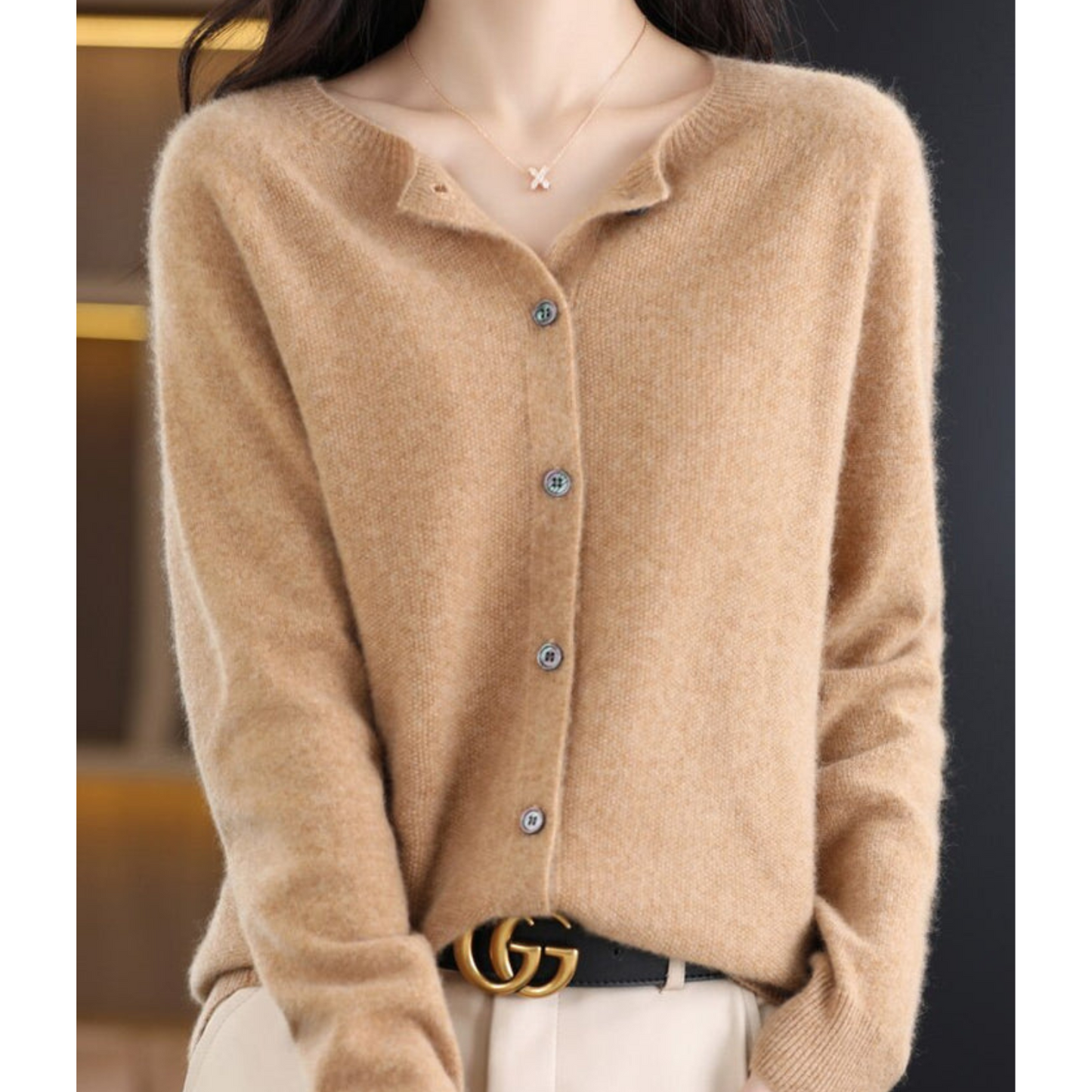 Cecile | Women's Cashmere Longline Cardigan with Buttons for Tea Party