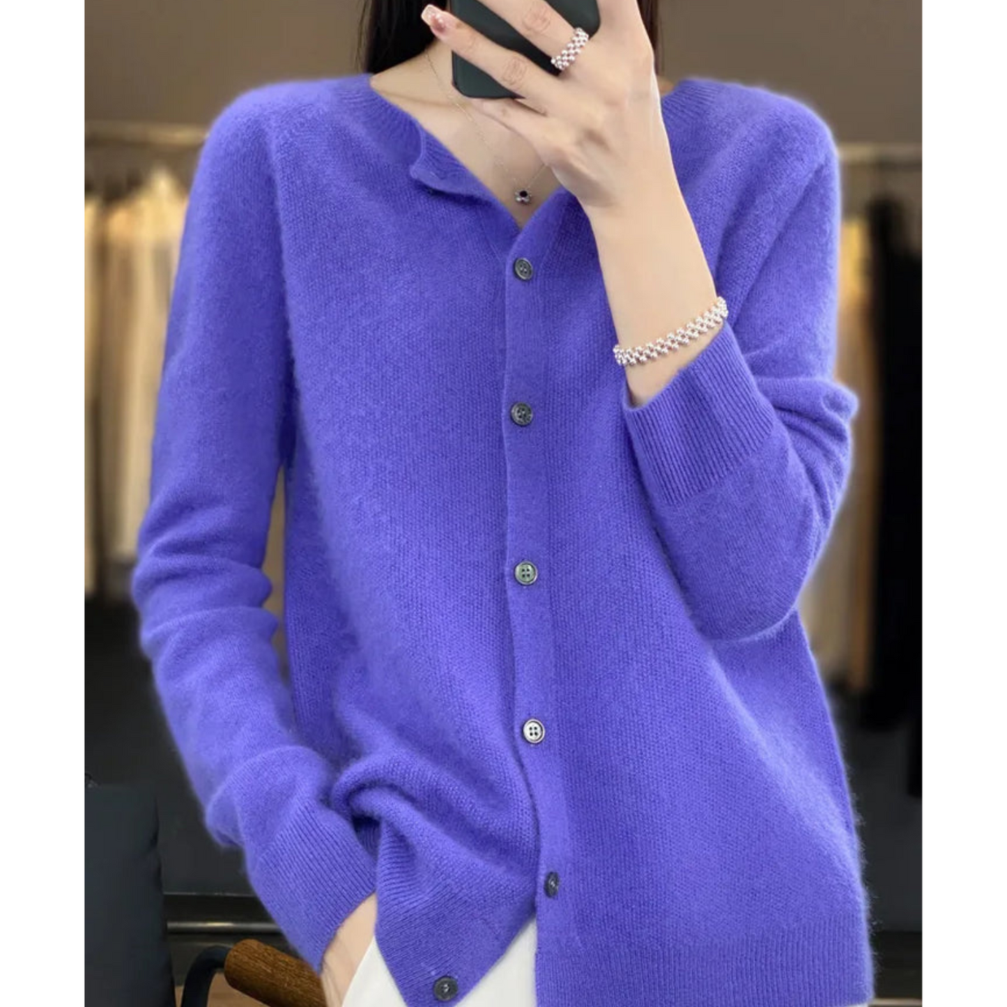 Cecile | Women's Cashmere Longline Cardigan with Buttons for Tea Party