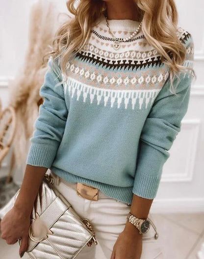 Olivia | Women's Knit Fair Isle Sweater Round Neck for Fall Festival