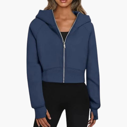 Sophie Laurent | Women's Cropped Hoodie Zip-Up Raglan Sleeve