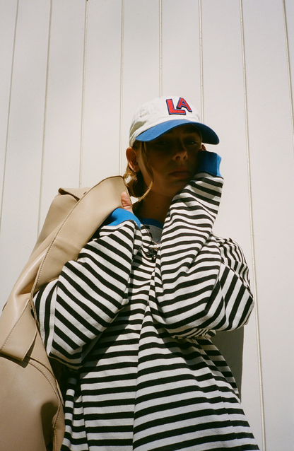 Petra | Women's Oversized Sweatshirt Striped Balloon Sleeve for Brunch