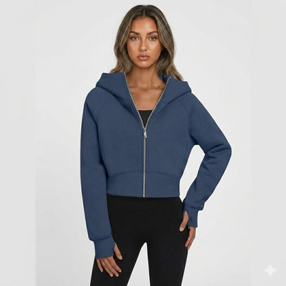 Sophie Laurent | Women's Cropped Hoodie Zip-Up Raglan Sleeve