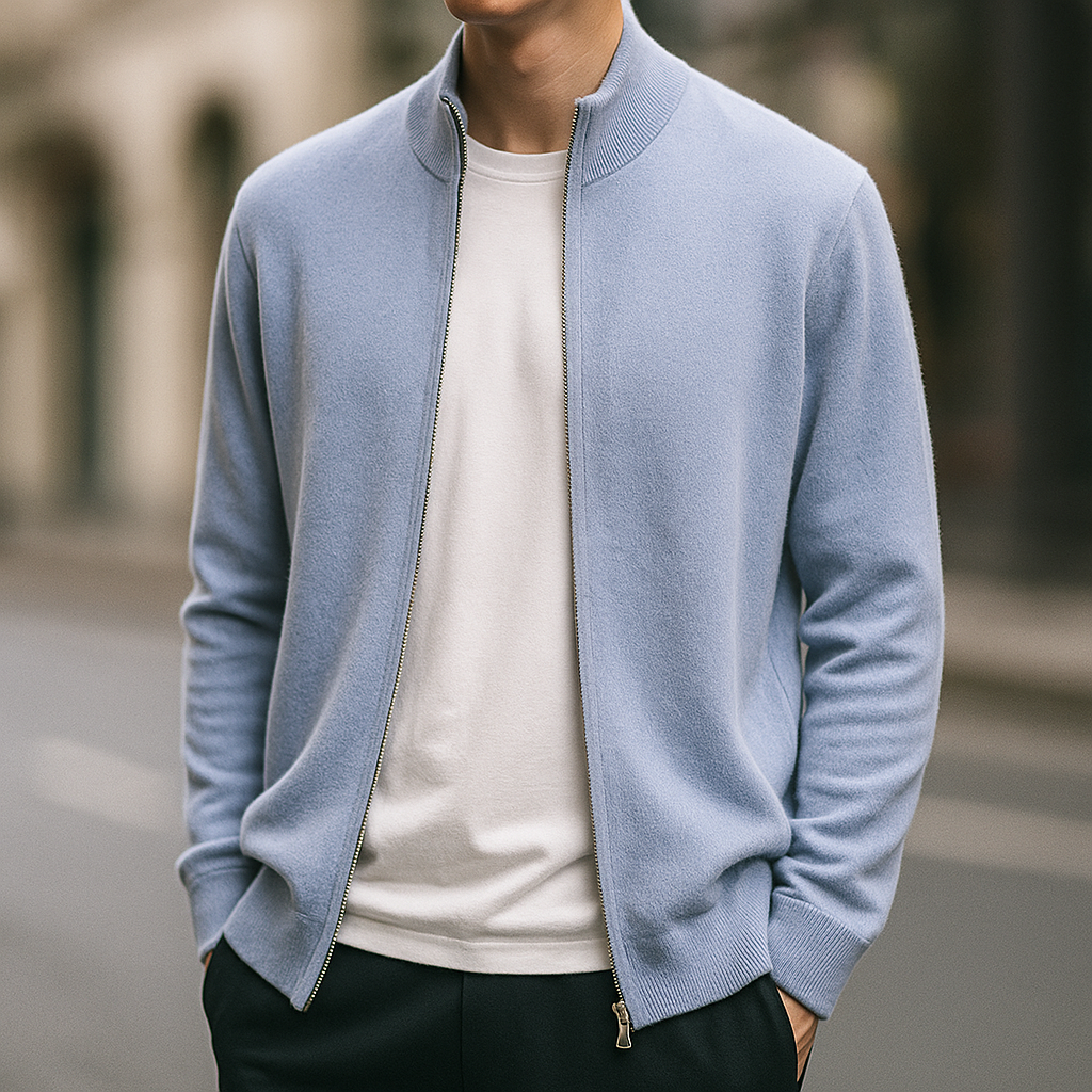 Callum | Men's Cashmere Zip-Up Cardigan with Full Zip for Gala