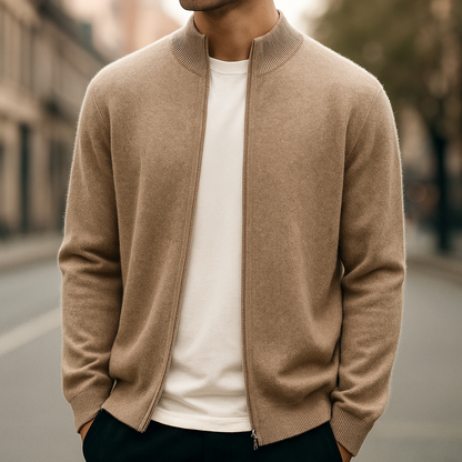 Callum | Men's Cashmere Zip-Up Cardigan with Full Zip for Gala