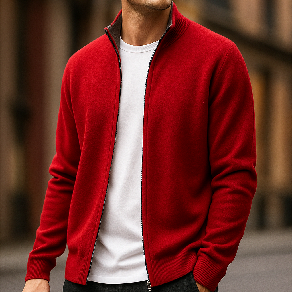 Callum | Men's Cashmere Zip-Up Cardigan with Full Zip for Gala