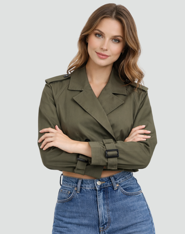 Margot | Women's Tailored Cropped Trench Coat with Belt for Homecoming