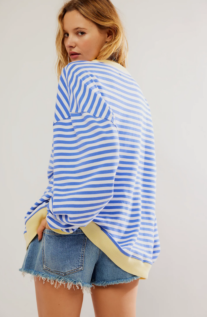 Petra | Women's Oversized Sweatshirt Striped Balloon Sleeve for Brunch