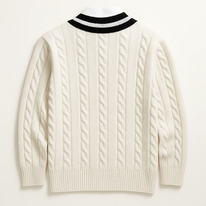 Harrison | Men's V-Neck Sweater Cable Knit Collegiate