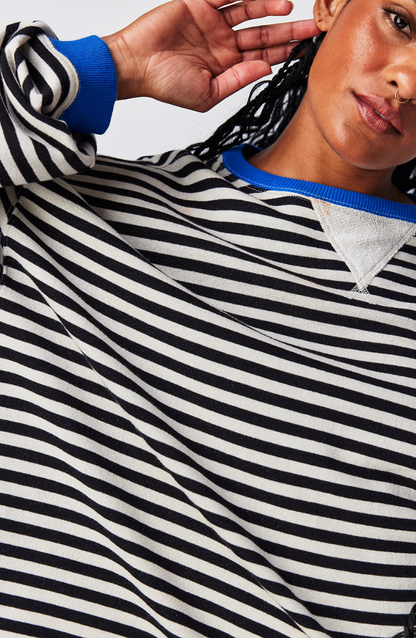 Petra | Women's Oversized Sweatshirt Striped Balloon Sleeve for Brunch