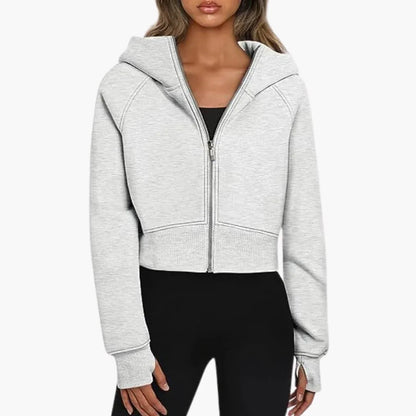 Sophie Laurent | Women's Cropped Hoodie Zip-Up Raglan Sleeve