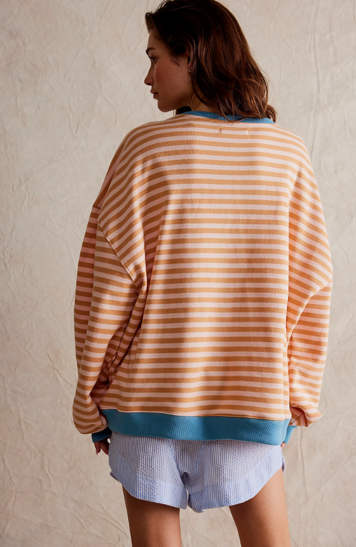 Petra | Women's Oversized Sweatshirt Striped Balloon Sleeve for Brunch