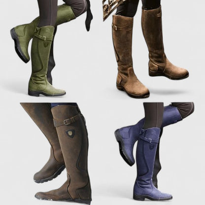 Octavia | Women's Leather Knee-High Boots Cushioned Buckle