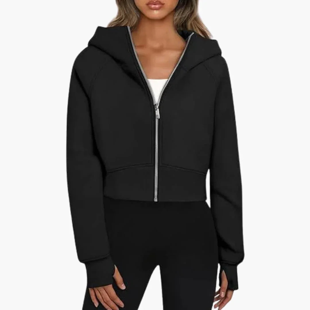 Sophie Laurent | Women's Cropped Hoodie Zip-Up Raglan Sleeve