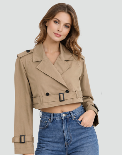 Margot | Women's Tailored Cropped Trench Coat with Belt for Homecoming