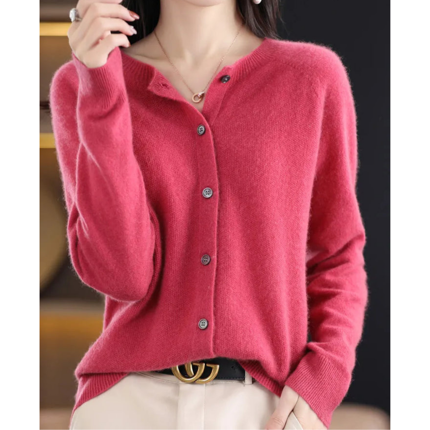 Cecile | Women's Cashmere Longline Cardigan with Buttons for Tea Party
