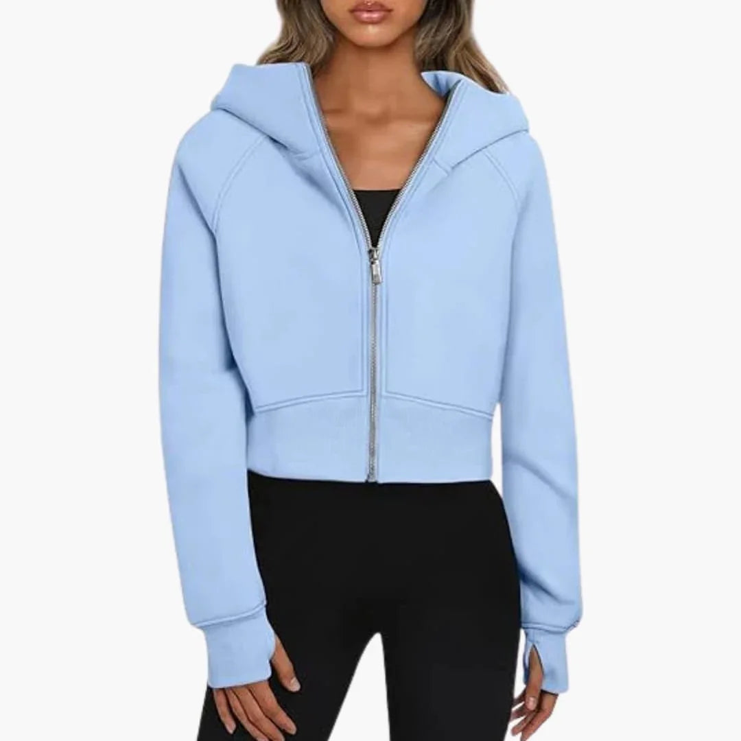 Sophie Laurent | Women's Cropped Hoodie Zip-Up Raglan Sleeve