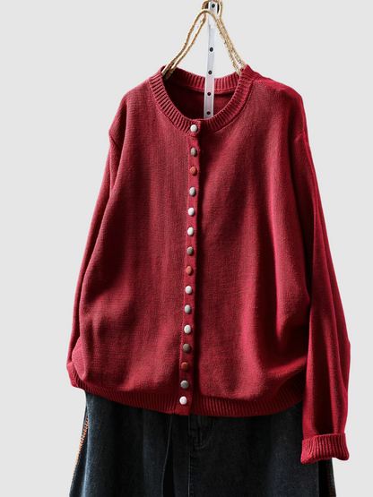 Lena | Women's Knit Oversized Cardigan Colourful Buttons for Brunch