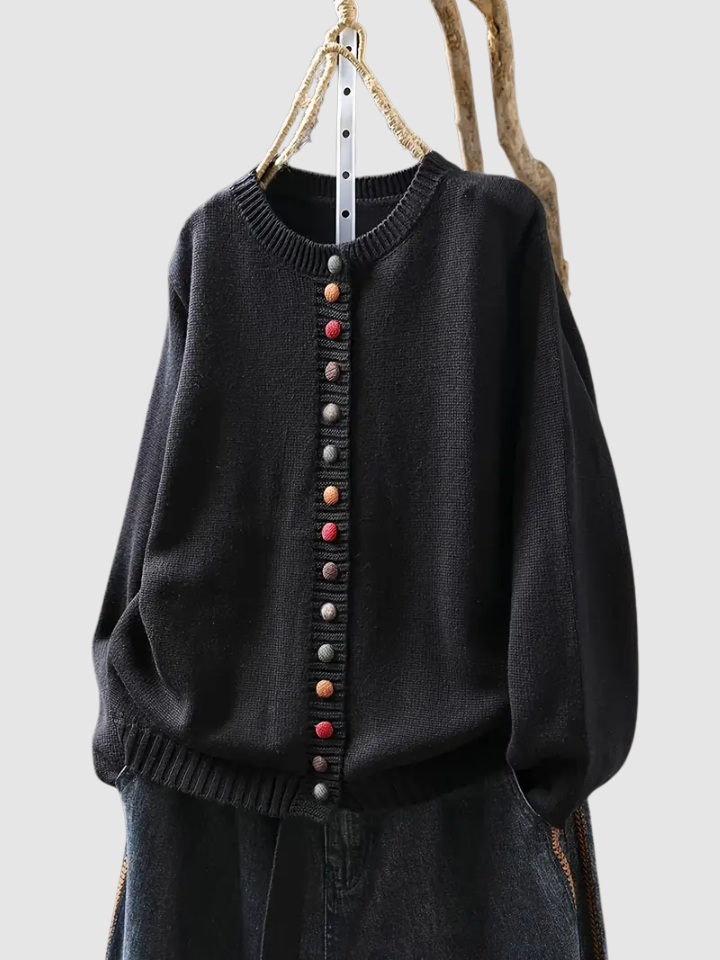 Lena | Women's Knit Oversized Cardigan Colourful Buttons for Brunch