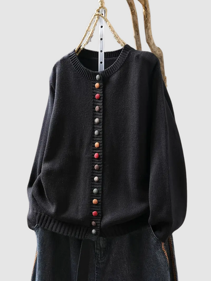 Lena | Women's Knit Oversized Cardigan Colourful Buttons for Brunch