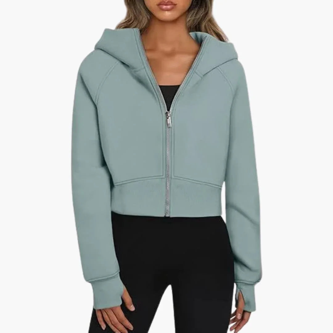 Sophie Laurent | Women's Cropped Hoodie Zip-Up Raglan Sleeve
