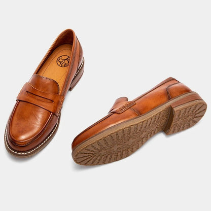 Valetta | Women's Leather Penny Loafers with Cushioned Support for Brunch