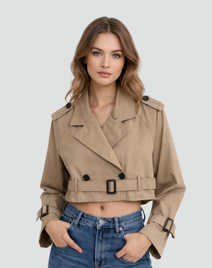 Margot | Women's Tailored Cropped Trench Coat with Belt for Homecoming