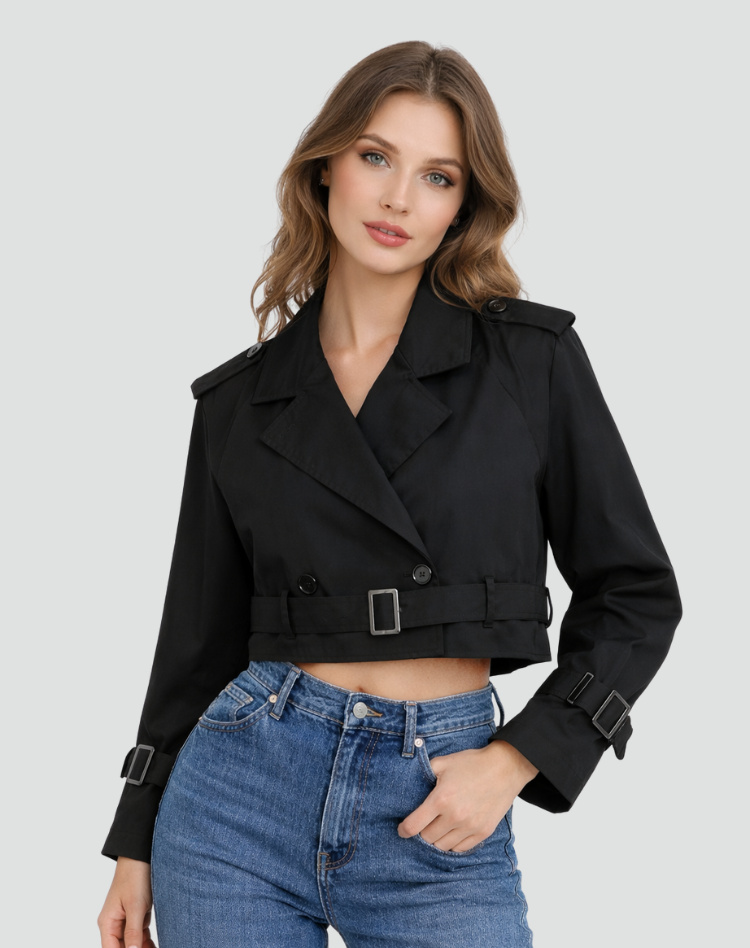Margot | Women's Tailored Cropped Trench Coat with Belt for Homecoming
