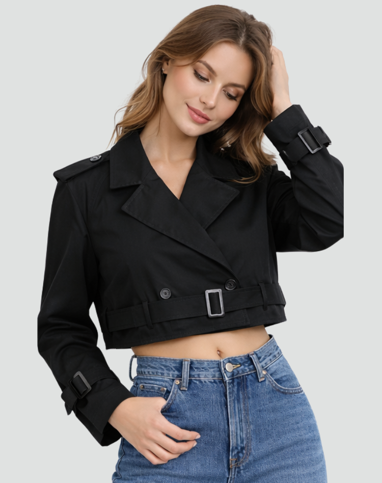 Margot | Women's Tailored Cropped Trench Coat with Belt for Homecoming