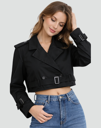 Margot | Women's Tailored Cropped Trench Coat with Belt for Homecoming