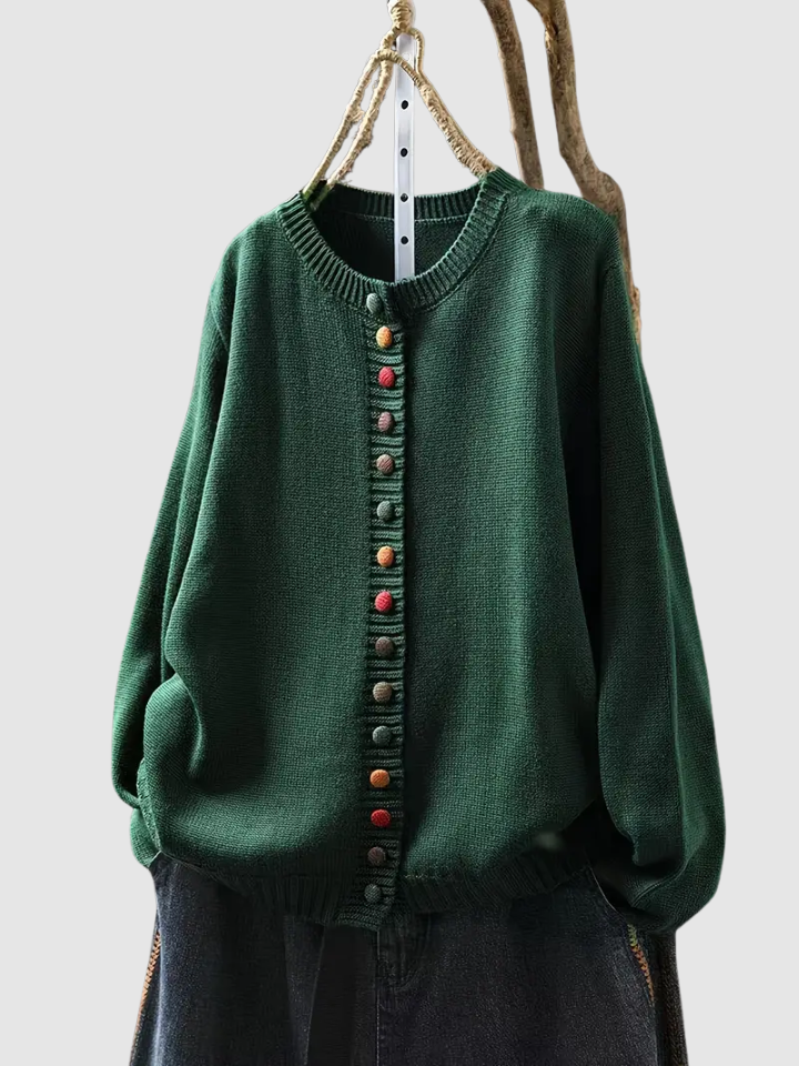 Lena | Women's Knit Oversized Cardigan Colourful Buttons for Brunch