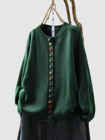 Lena | Women's Knit Oversized Cardigan Colourful Buttons for Brunch