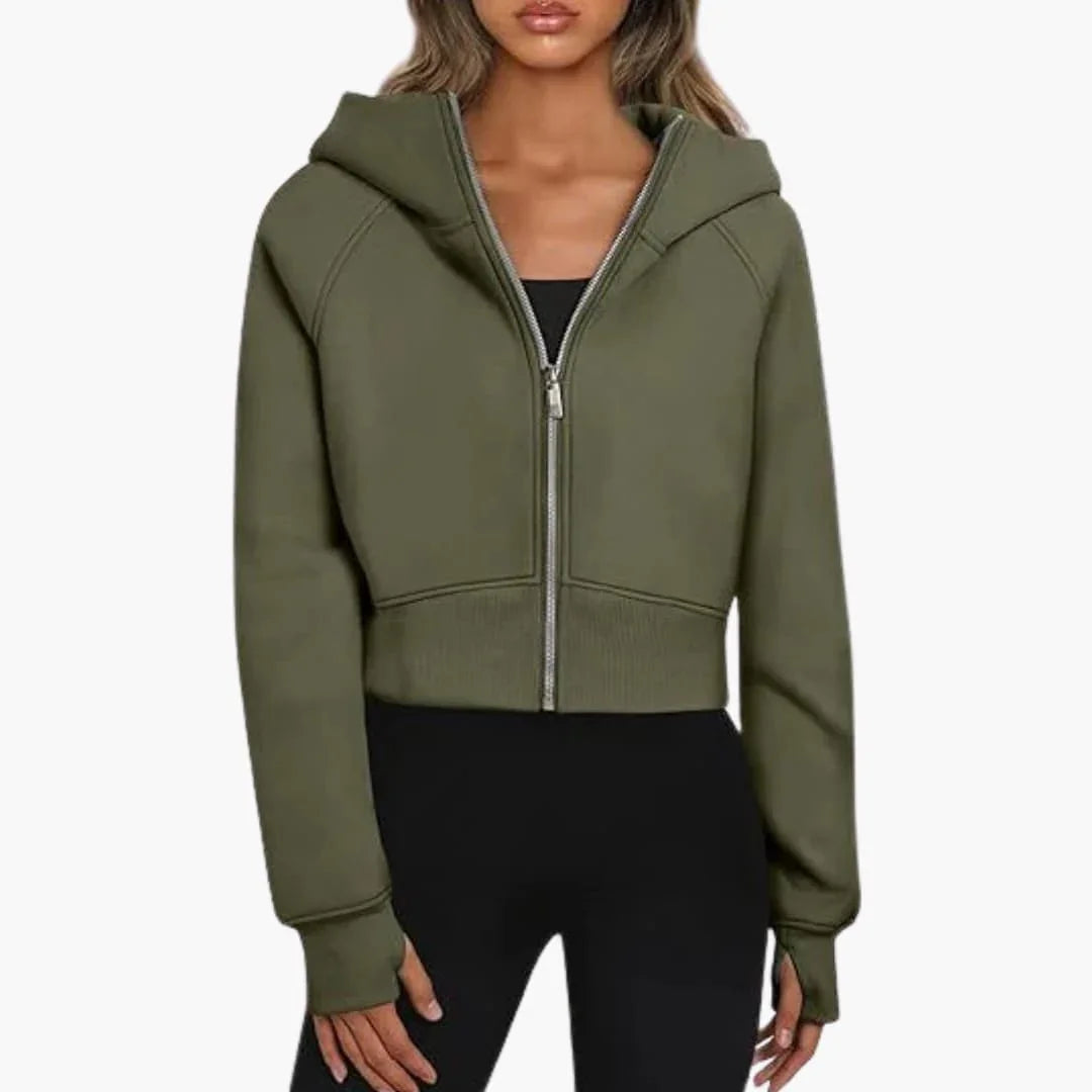 Sophie Laurent | Women's Cropped Hoodie Zip-Up Raglan Sleeve