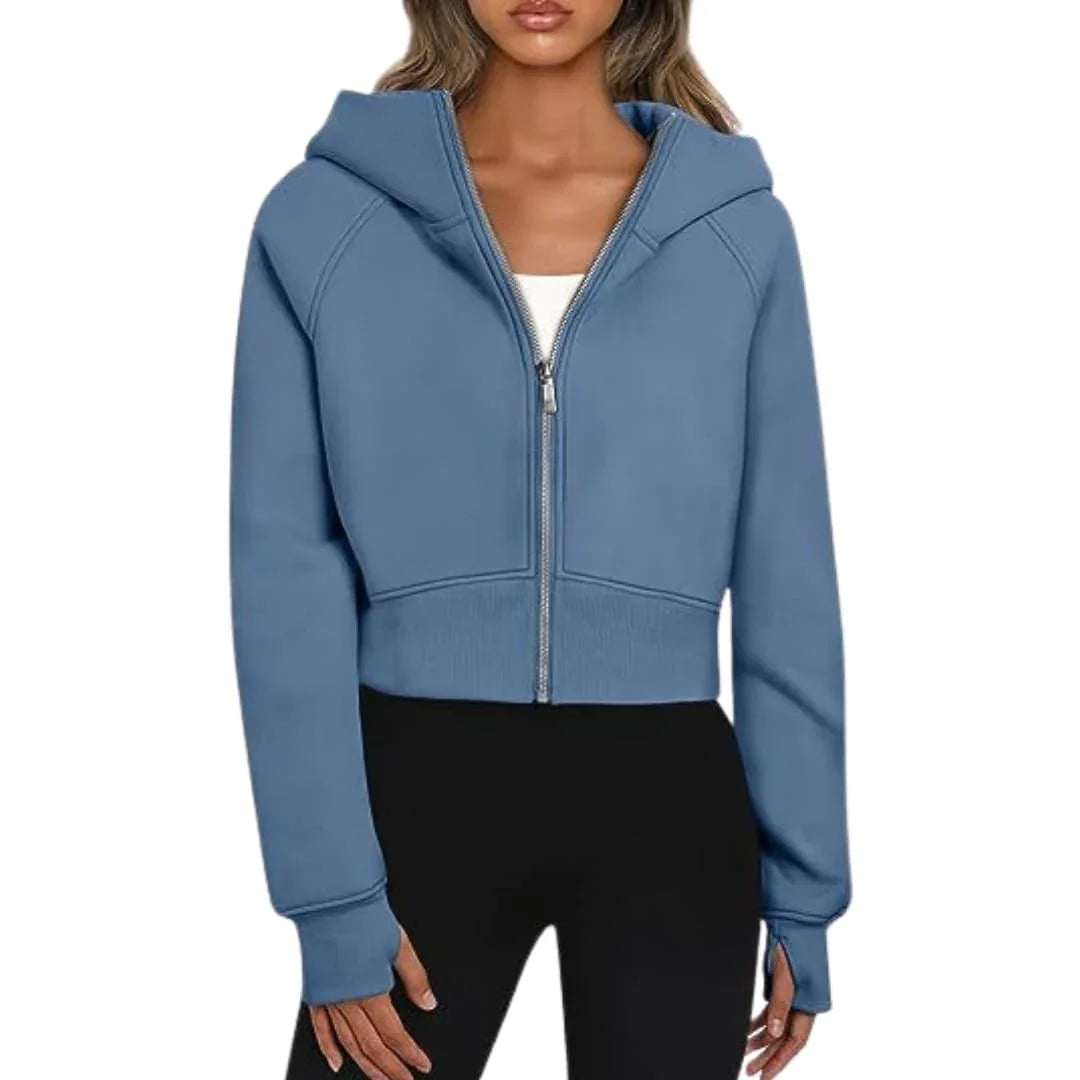 Sophie Laurent | Women's Cropped Hoodie Zip-Up Raglan Sleeve