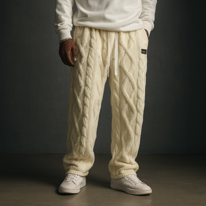 Cloud | Women's Fleece Sweatpants with Cable Knit for Movie Night