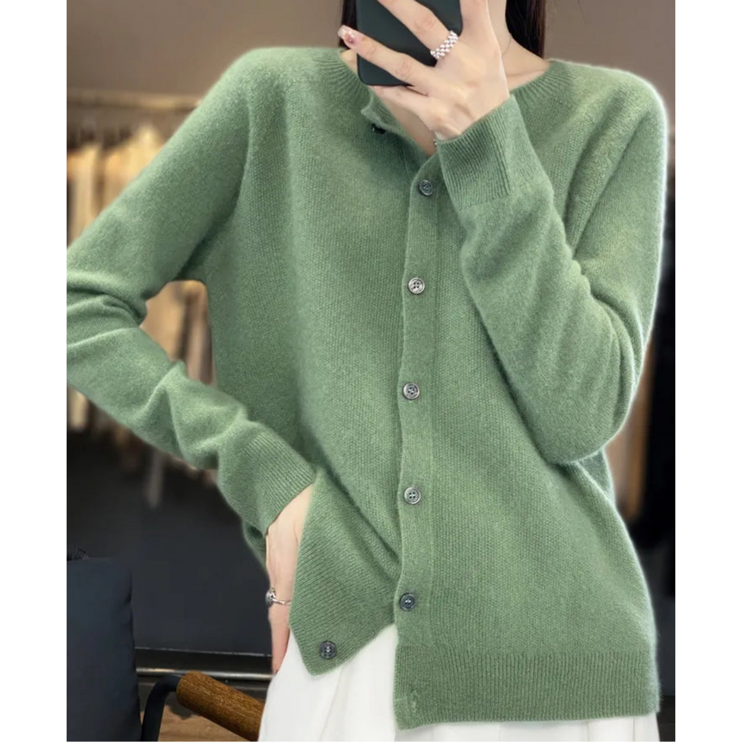 Cecile | Women's Cashmere Longline Cardigan with Buttons for Tea Party