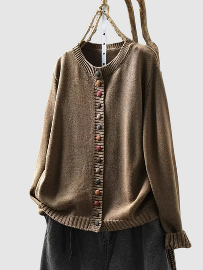 Lena | Women's Knit Oversized Cardigan Colourful Buttons for Brunch
