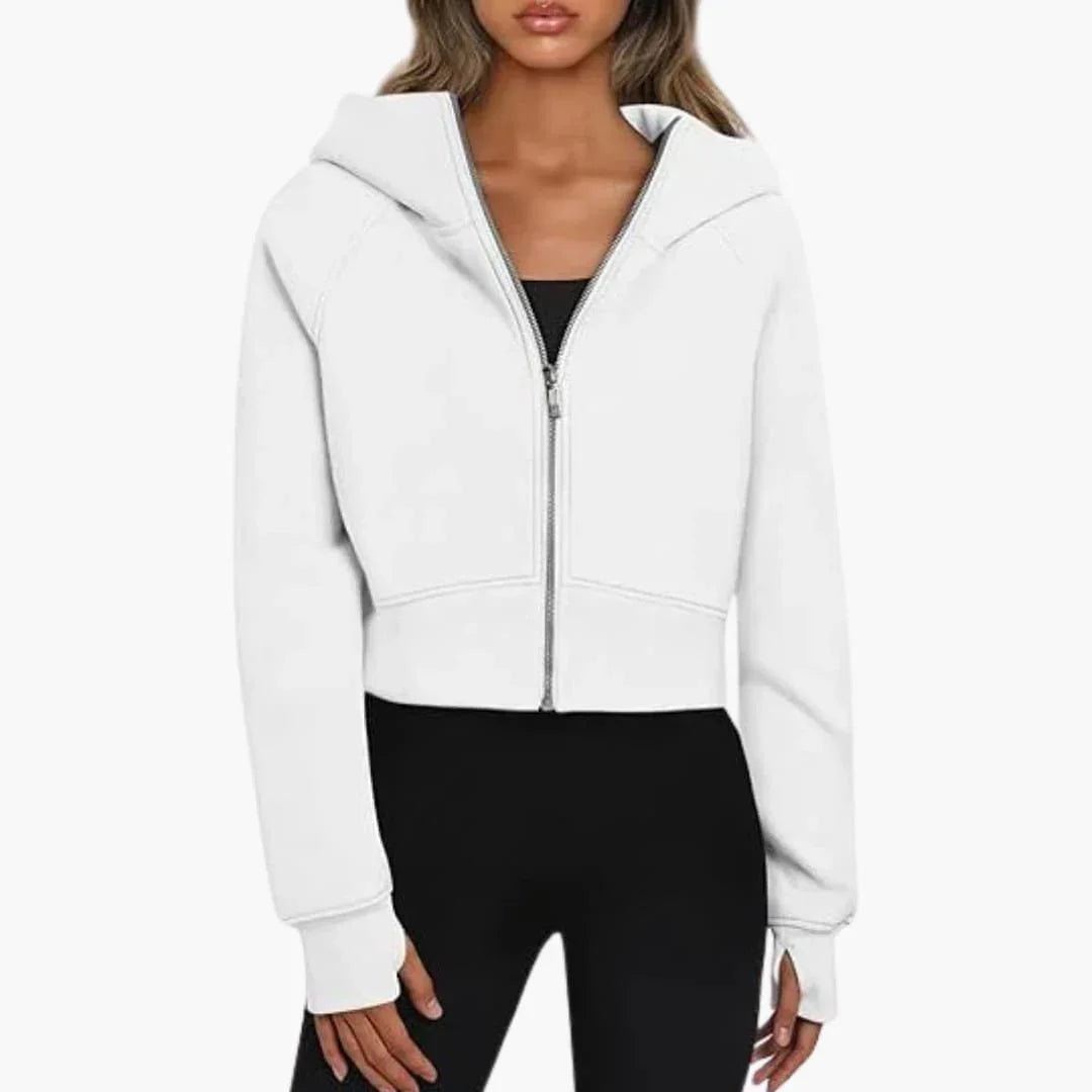 Sophie Laurent | Women's Cropped Hoodie Zip-Up Raglan Sleeve